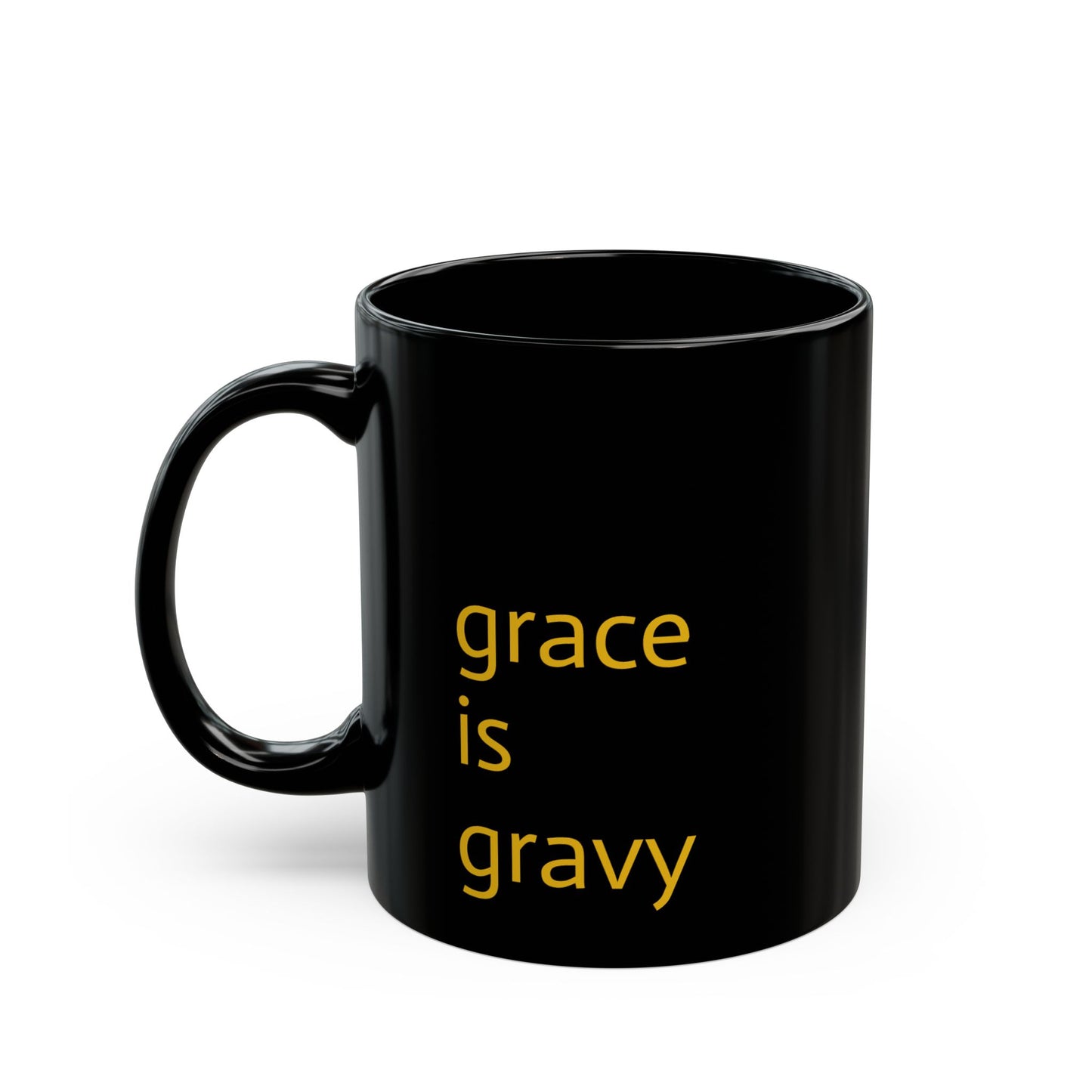 Black Mug - "Grace is" Design, Gift for Coffee Lovers, Inspirational Mug for Home, Relaxing Tea Cup, Unique Kitchen Decor