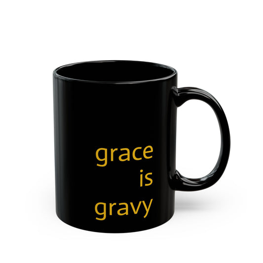 Black Mug - "Grace is" Design, Gift for Coffee Lovers, Inspirational Mug for Home, Relaxing Tea Cup, Unique Kitchen Decor
